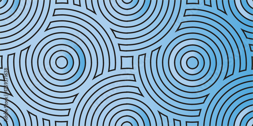 Seamless Abstract Ring Pattern with Blue Gradient