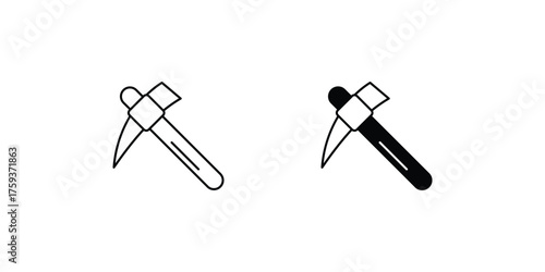 Pick Hammer set icon with white background vector stock illustration