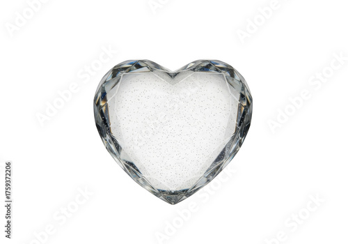 Sparkling crystal heart paperweight valentine's day gift love romance decoration glassware isolated on transparent background