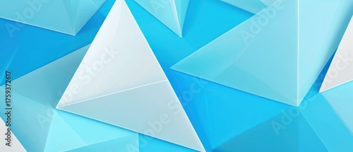 Abstract 3D Low Poly Background. Geometric Blue and White Polygonal Surface for Technology and Data.
