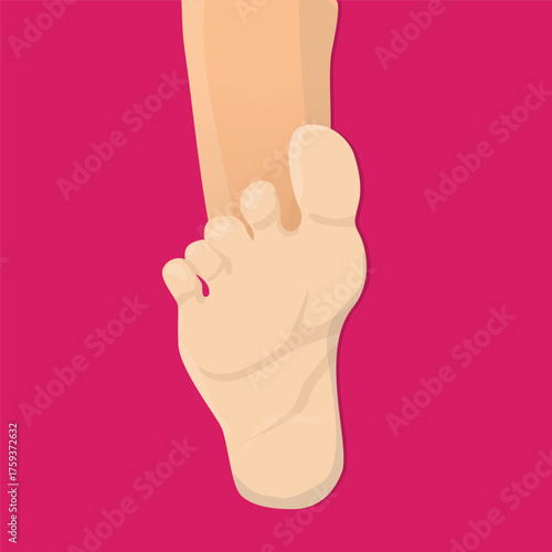Vibrant and simplified graphic illustration of a human bare foot with visible toes, ideal for health, body, or podiatry concepts
