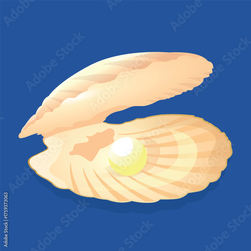 Elegant opened clam shell revealing a shiny, round pearl, a symbol of value, rarity, and natural wonder