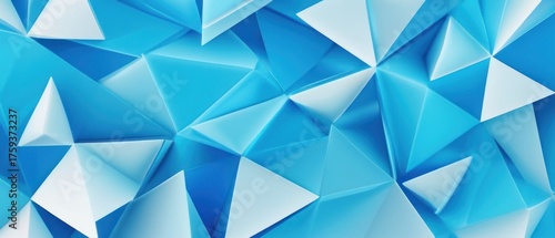 Abstract 3D Low Poly Background. Geometric Blue and White Polygonal Surface for Technology and Data.