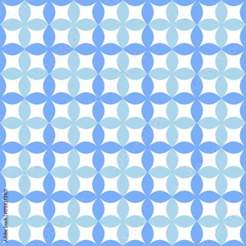 Blue petal trellis seamless pattern. Vector background.