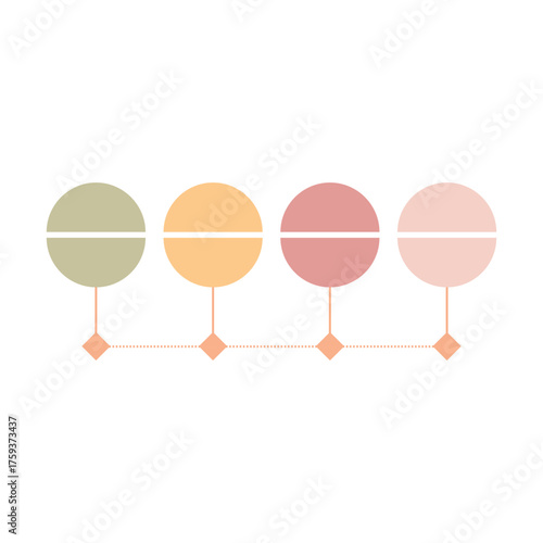 Modern semi-circle timeline with balanced layout and soft colors. Useful for business reports, milestone visualization, and instructional layouts.