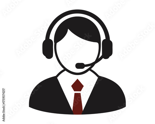 Professional call center agent with headset in a clear silhouette style