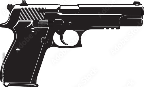 Photos Black Silhouette of a Semi- Automatic Handgun pistol firearm also transparent ba