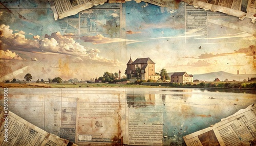 Grunge old newspaper texture background wallpaper, yellow press