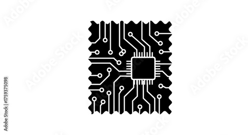 Black Circuit Board Icon for Technology and Electronics Flat Vector Design for AI and Innovation