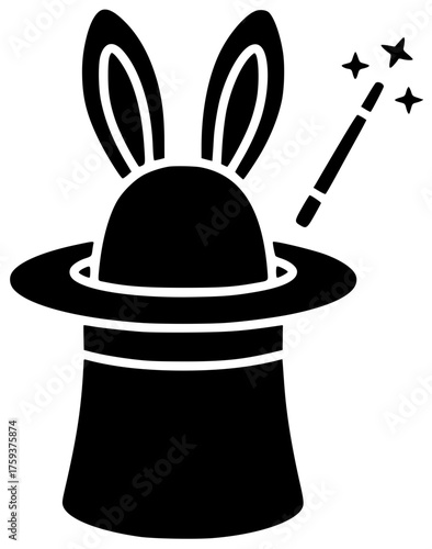 trick illustration rabbit silhouette show logo performance icon hat outline magician entertainment magic circus magical wizard mystery animal concept shape women vector graphic background