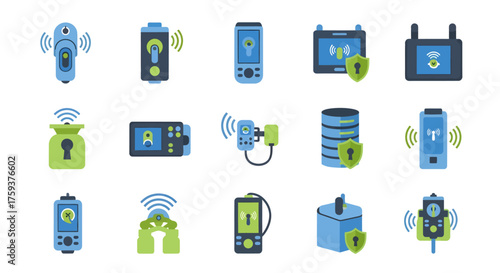 Communication Gadgets & Technology Icon Set Smartphone, Smartwatch, Satellite & More