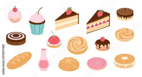 Collection of delicious pastries and baked goods for a sweet treat.