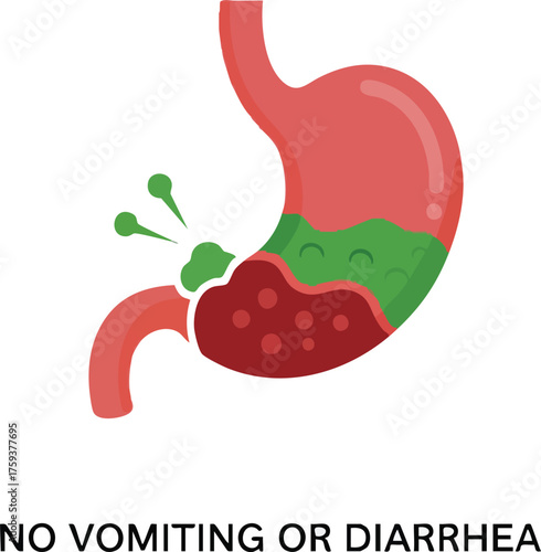 Vector illustration of a sick human stomach with an ulcer, representing digestive issues like gastritis or indigestion.
