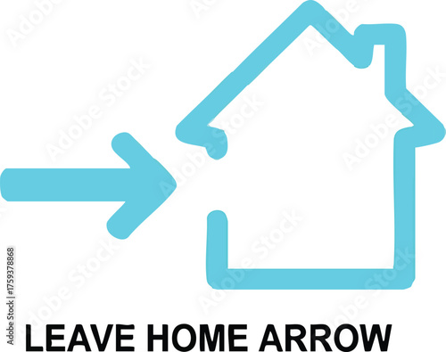 Light blue outline of a house with an arrow pointing towards its entrance, symbolizing arrival or entry.
