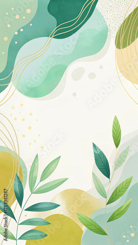 Soft Abstract Frame in Emerald and Dusty Blue
