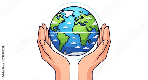 Hands holding the earth, symbolizing environmental protection, global sustainability, and the importance of caring for our planet for future generations