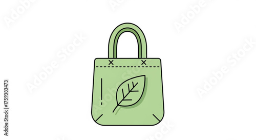 Eco bag with leaf icon for sustainable shopping, zero waste lifestyle, and environmental awareness