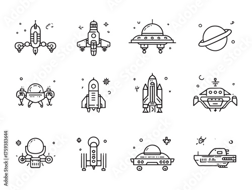 Intergalactic Transport Line Art Cosmic Adventure