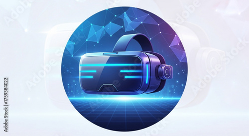 A futuristic vr headset with glowing blue accents for immersive virtual reality experiences and cuttingedge gaming technology