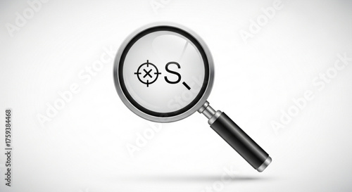 Magnifying glass with target symbol, representing search, focus, and precision in finding solutions