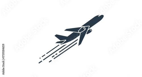 Airplane taking off, symbolizing travel, freedom, and the excitement of new adventures in a minimalist style