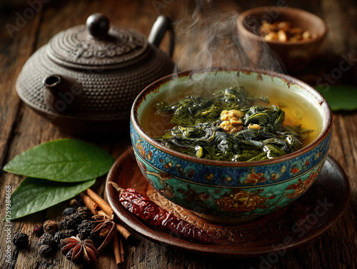 A steaming cup of Tie Guan ...
