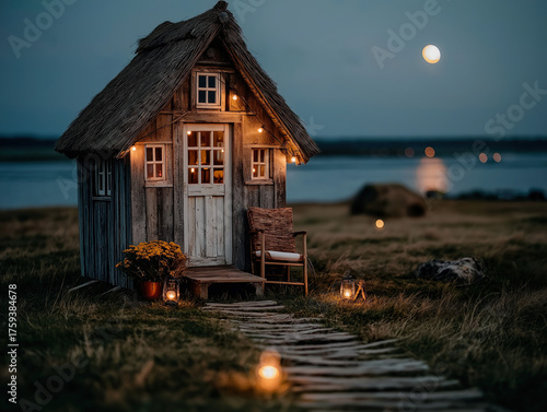 A tiny house with a rooftop...