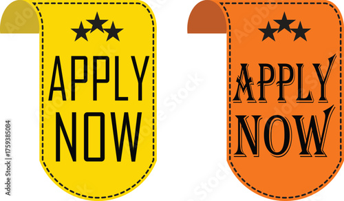 Apply Now Icon set. Apply now web UI button can be used for websites and apps. Vector illustration. Apply now template for website. Concept of easy making an application via website or application.