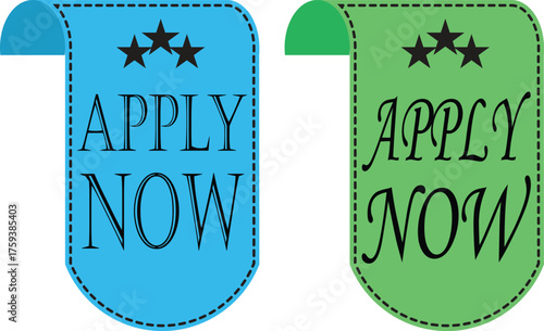 Apply Now Icon set. Apply now web UI button can be used for websites and apps. Vector illustration. Apply now template for website. Concept of easy making an application via website or application.