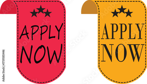Apply Now Icon set. Apply now web UI button can be used for websites and apps. Vector illustration. Apply now template for website. Concept of easy making an application via website or application.