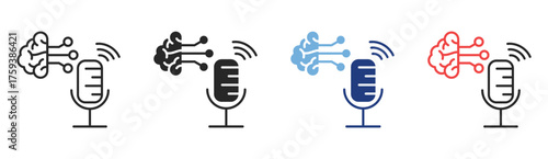 AI Voice Icon Set With Multiple Styles Vector Illustration