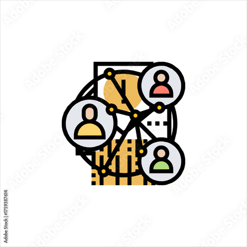 Connected people sharing information through digital network, representing global communication and collaboration in modern technology era.