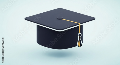Illustration of a graduation cap with a tassel on a light blue background, symbolizing academic achievement and the culmination of studies