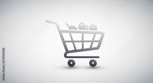 A shopping cart filled with clouds, symbolizing cloud computing, ecommerce, and online shopping