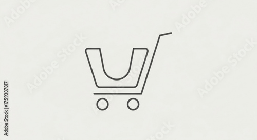 Minimalist shopping cart icon, symbolizing online shopping, ecommerce, and retail, conveying simplicity and convenience for customers
