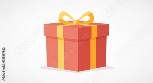 A red gift box with a yellow ribbon, perfect for celebrating birthdays, holidays, and special occasions with joy