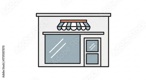 Illustration of a charming storefront with a striped awning, perfect for a local business or retail concept