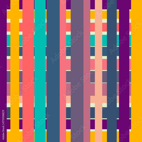 Vibrant Vertical Stripes Abstract Geometric Background with Colorful Planks and Tiles Design
