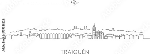 Traiguen Cityscape Silhouette with Airplane