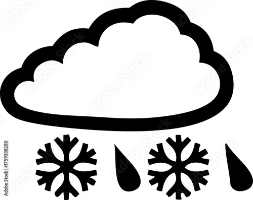 Cloud with rain and snow vector weather icon