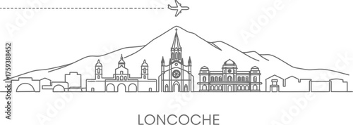 Lonconche Skyline with Airplane and Mountains