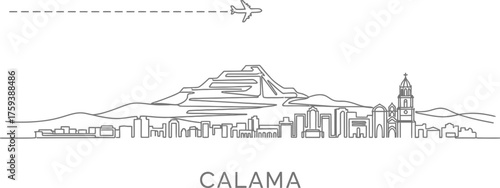 Calama Chile Skyline with Airplane Icon