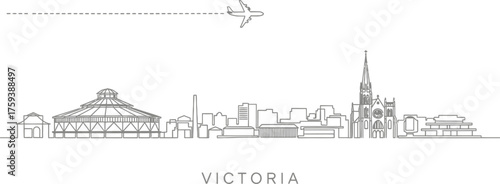 Victoria Skyline With Airplane Silhouette