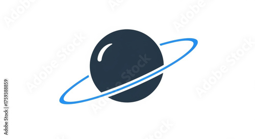 Illustration of a dark blue planet with a ring around it space exploration and astronomy concept for education
