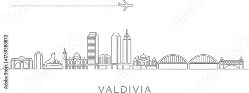 Valdivia Skyline with Airplane Silhouette