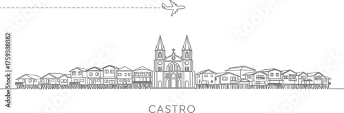 Castro Landmark Skyline with Airplane Travel Icon