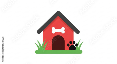 Cute dog house with bone and paw print, providing a cozy and safe shelter for your beloved canine companion