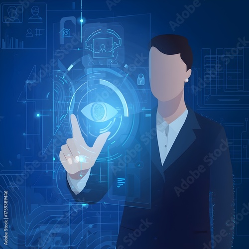 Futuristic Digital Eye Scan and Biometric Security Technology Concept
