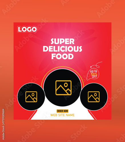 Social media Post Design, Food and restaurant social media Post design, Social media banner for food business. Food social media template for restaurant business. Modern social template post banner. 