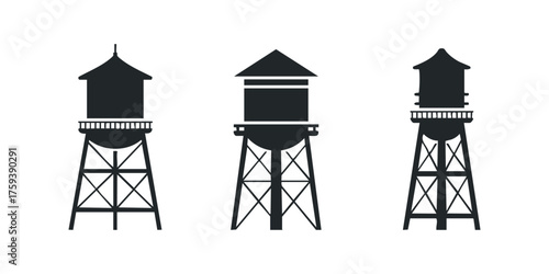 Three Silhouette Water Towers